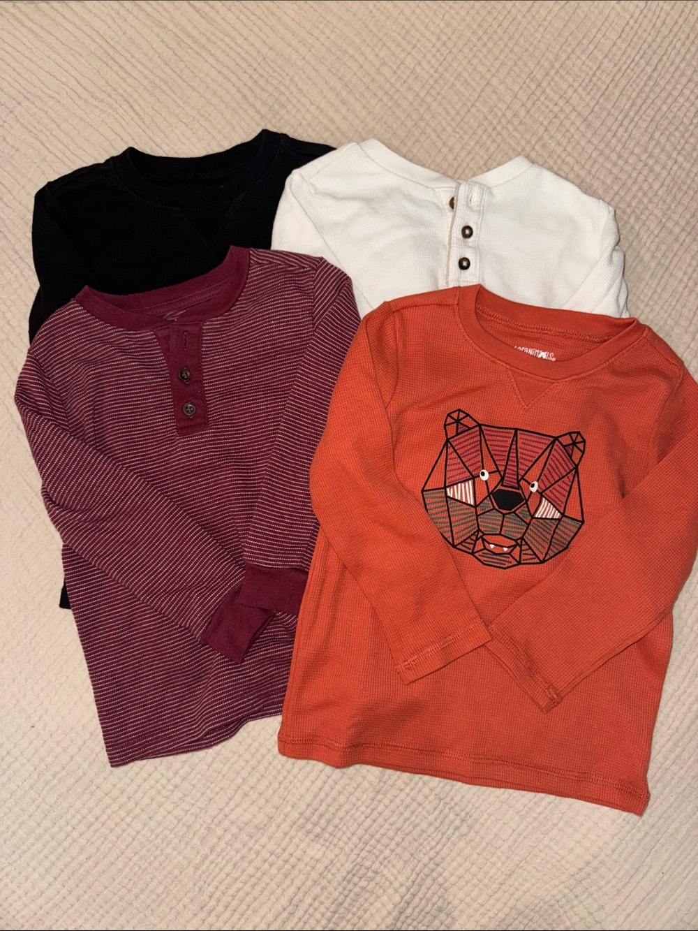 Garanimals Long-Sleeve Kids Tees in Orange, Burgundy, Black & White